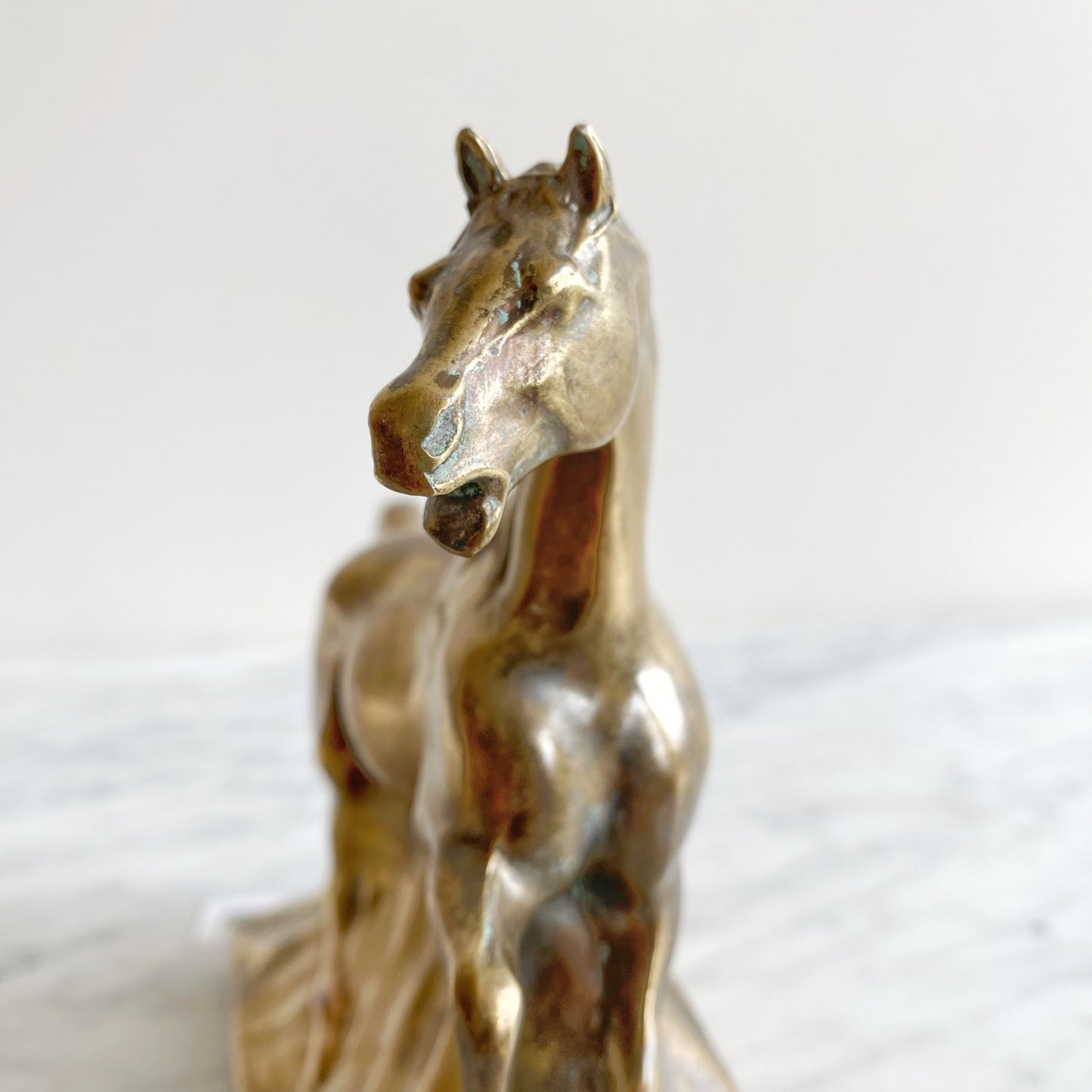 Vintage Golden Horse Statue / Bookend