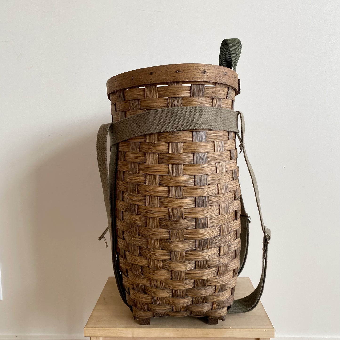 XL Vintage Woven Wood Foraging Backpack