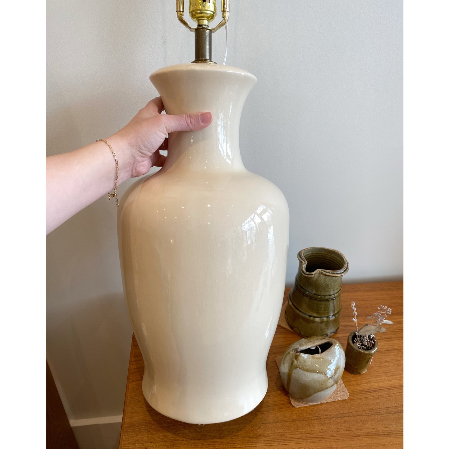 Vintage XL Ivory Ceramic Lamp