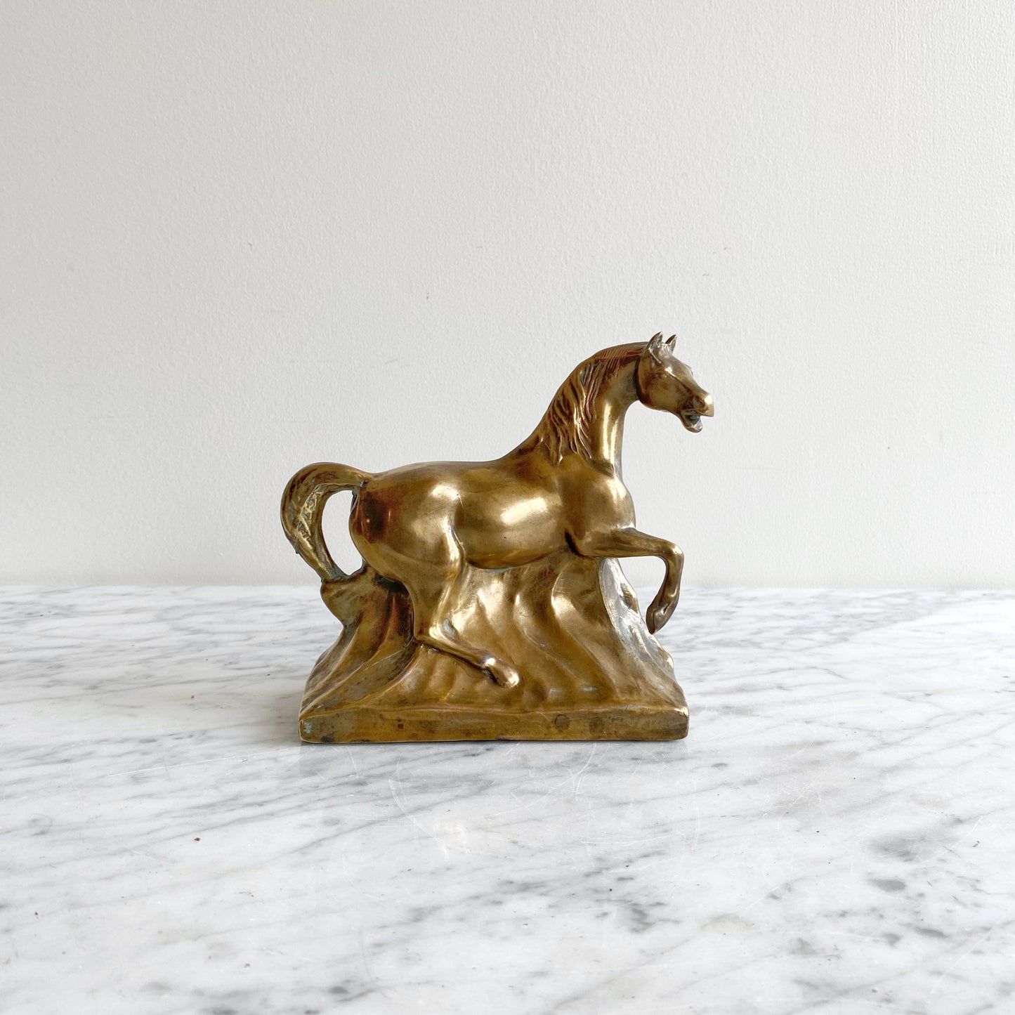Vintage Golden Horse Statue / Bookend