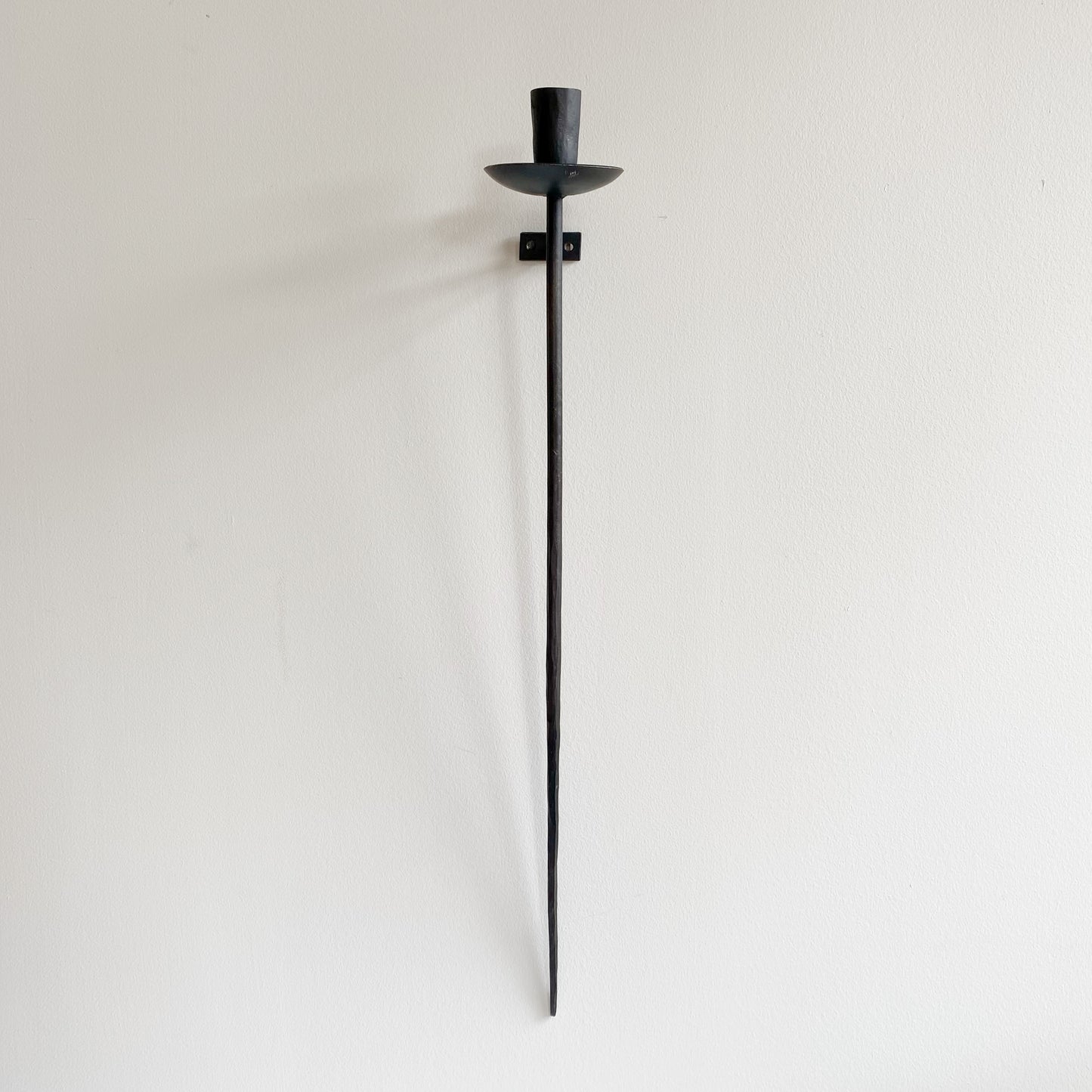 Found Slender Iron Wall Candle Sconce, Single