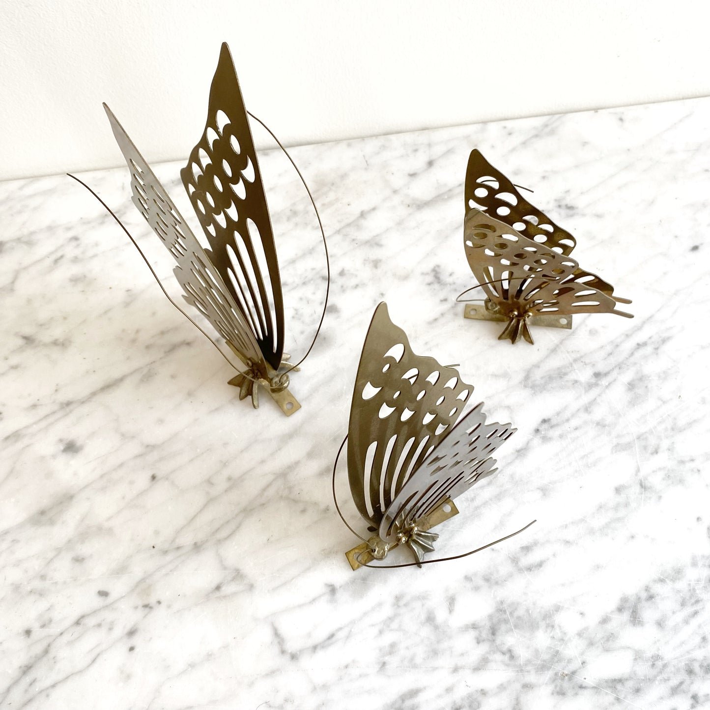 Trio of Vintage Brass Butterflies