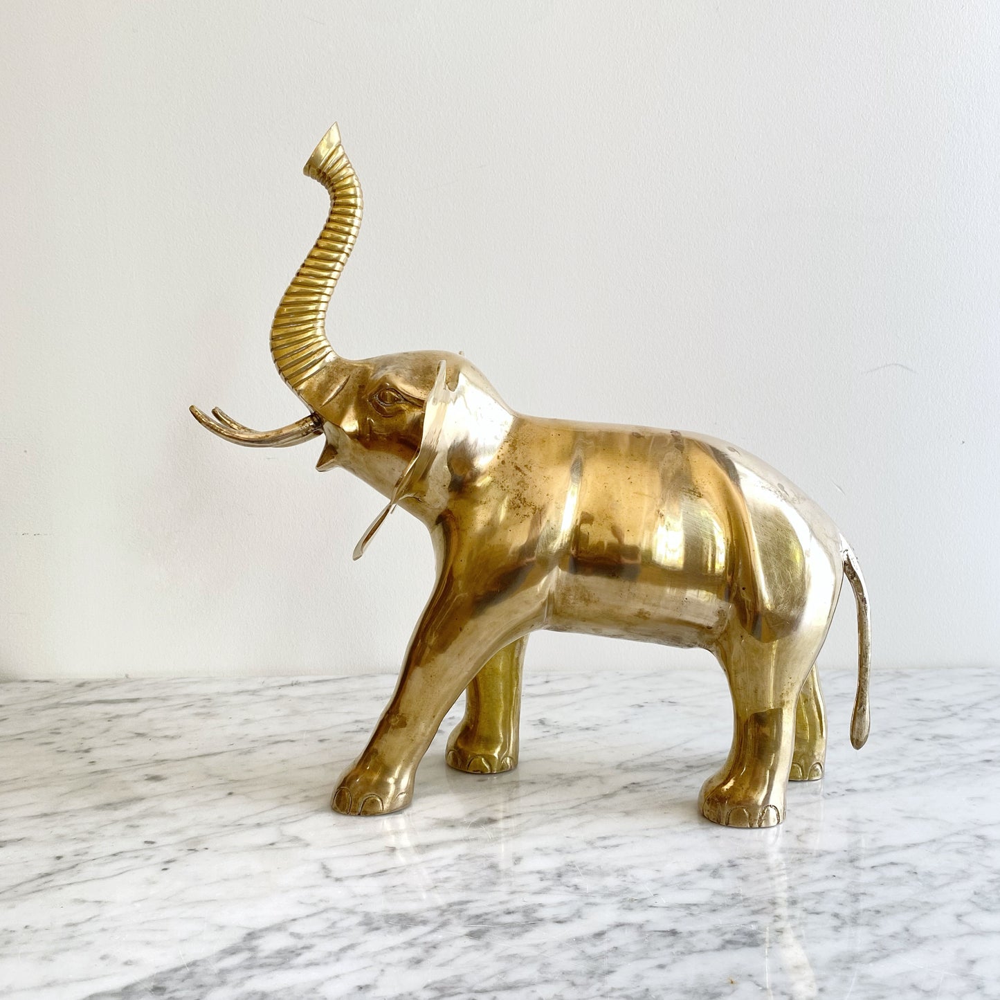 XL Vintage Brass Elephant, 13.75"