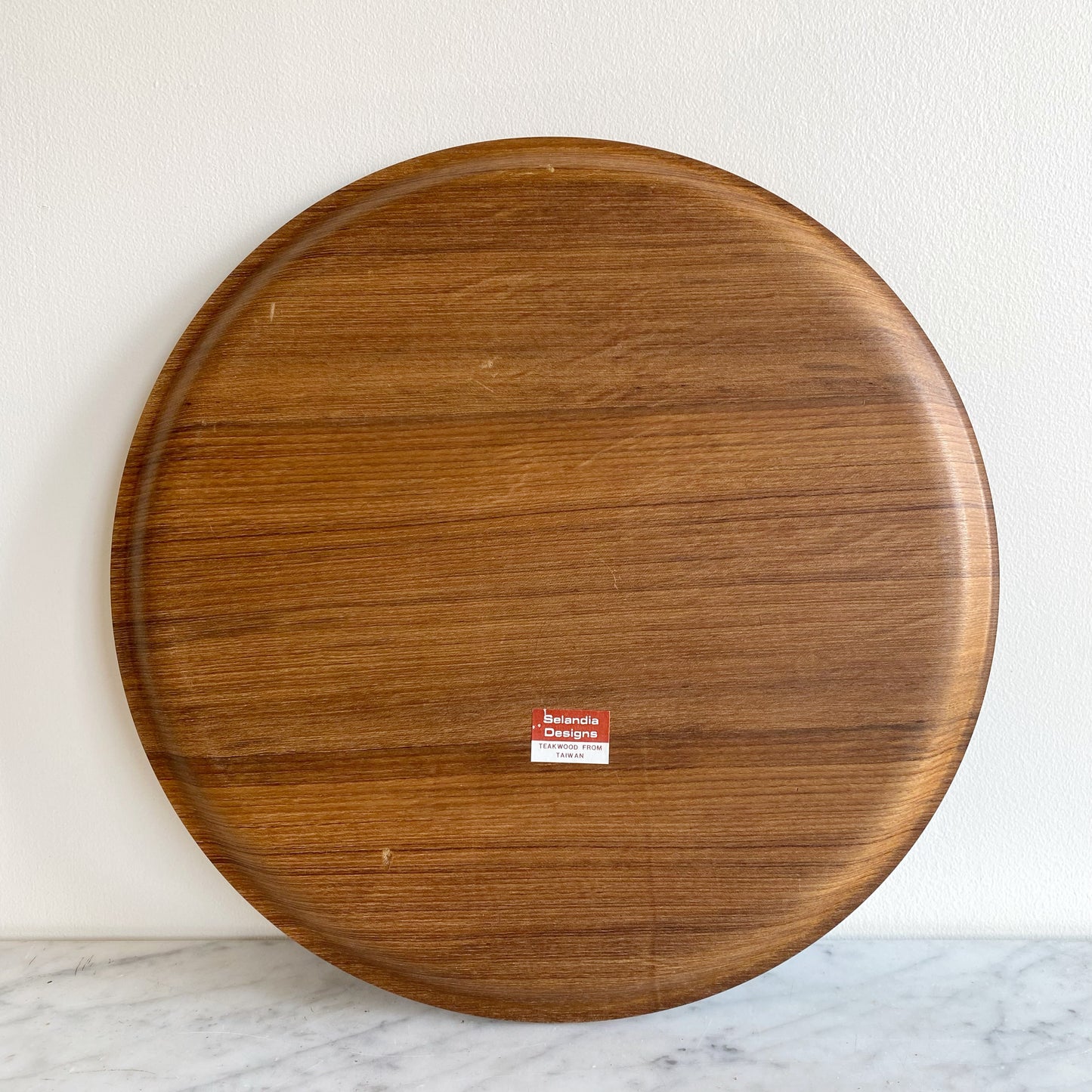 Vintage Round Teak Tray, 14"