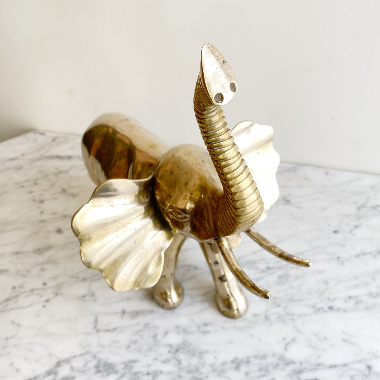 XL Vintage Brass Elephant, 13.75"