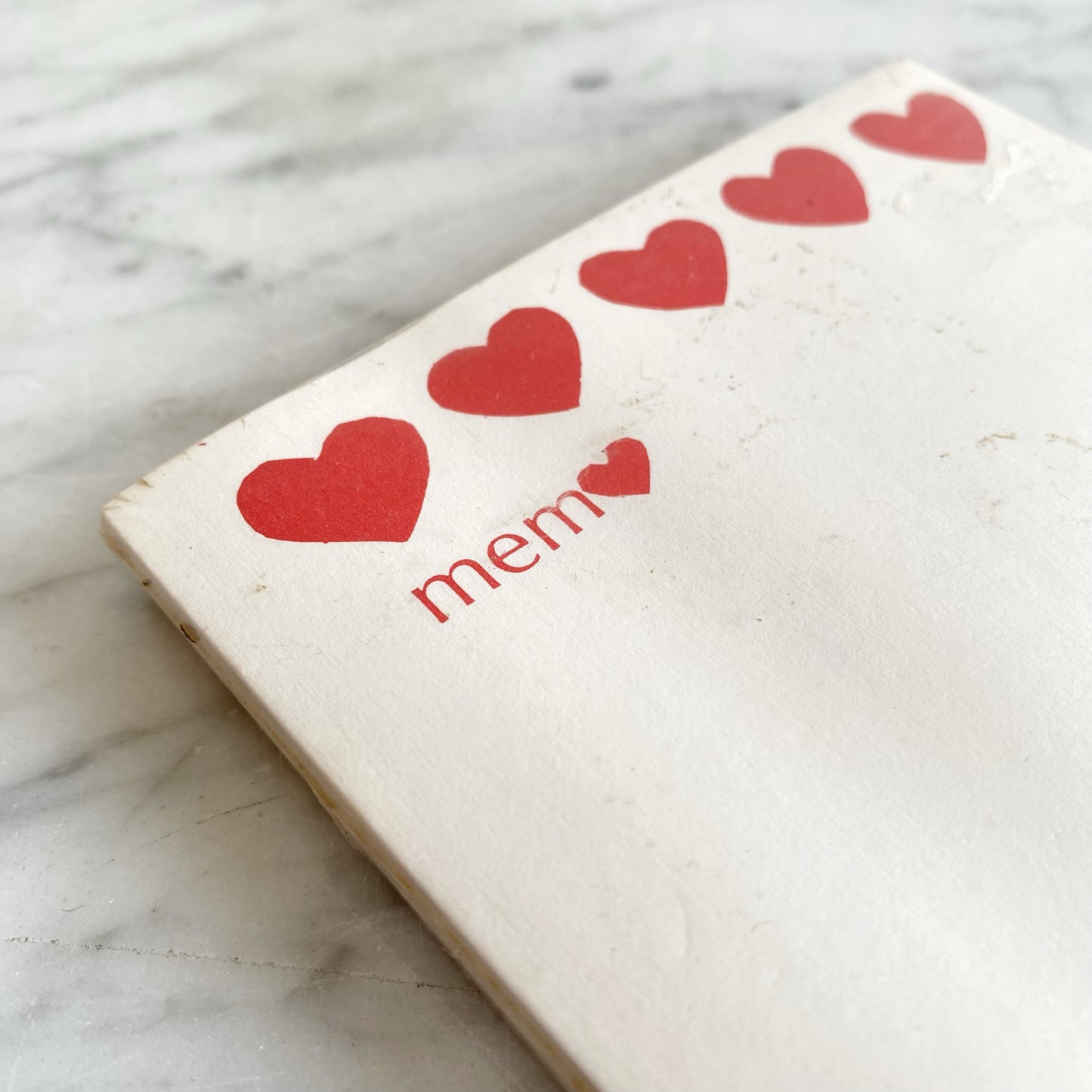 Vintage Red Heart Memo Pad, Anita Beck