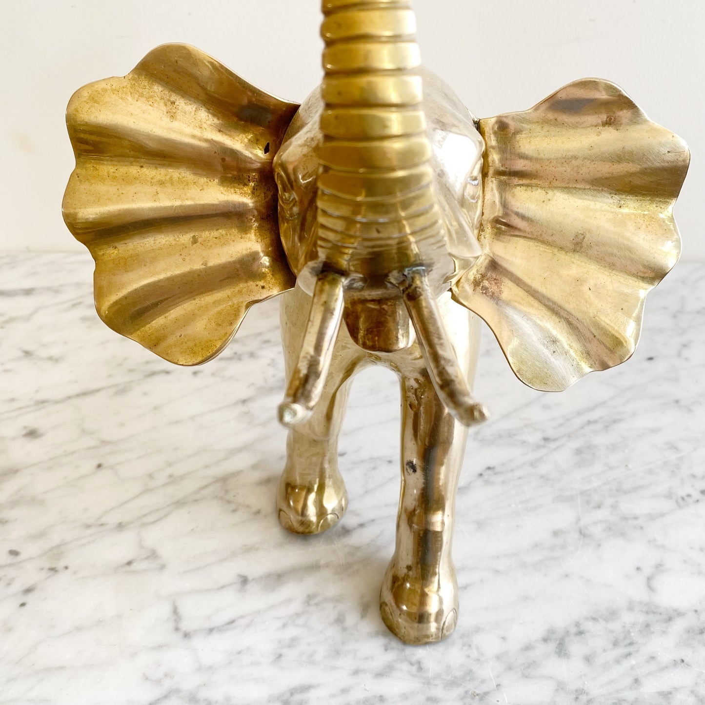 XL Vintage Brass Elephant, 13.75"