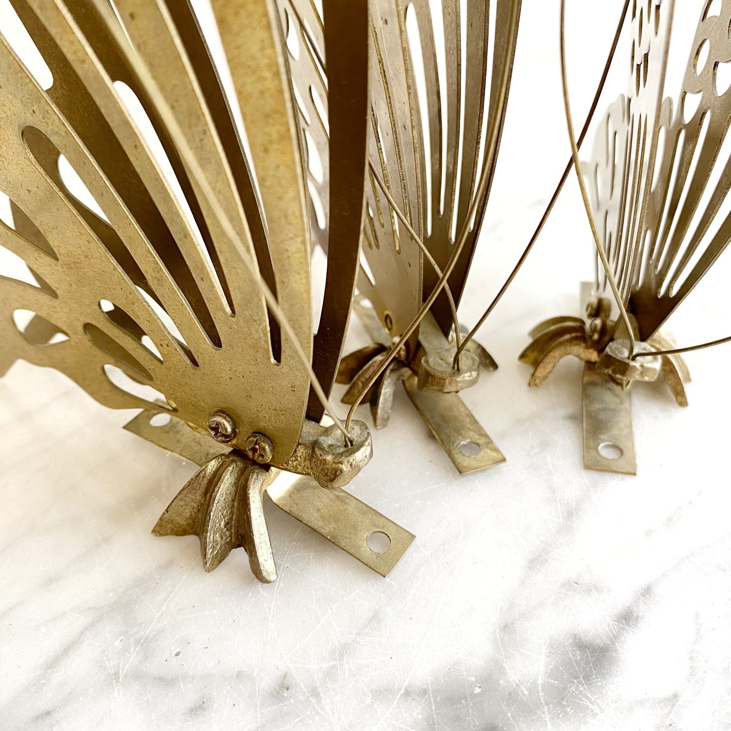 Trio of Vintage Brass Butterflies