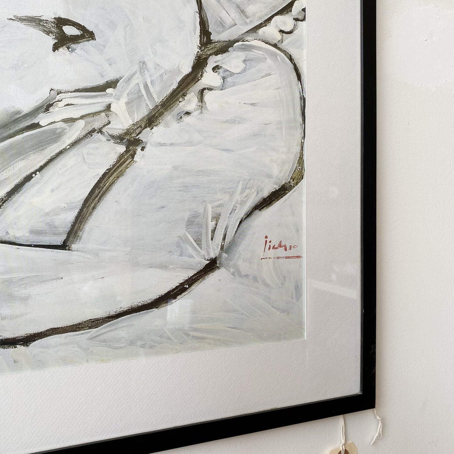 Vintage Framed French Picasso Poster Print, "Femme à l'oreiller"