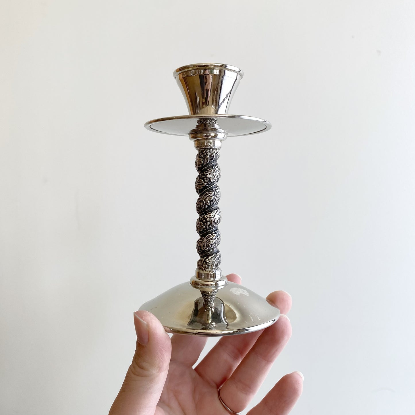 Pair of Vintage Silver-plate Candle Holders, Spain