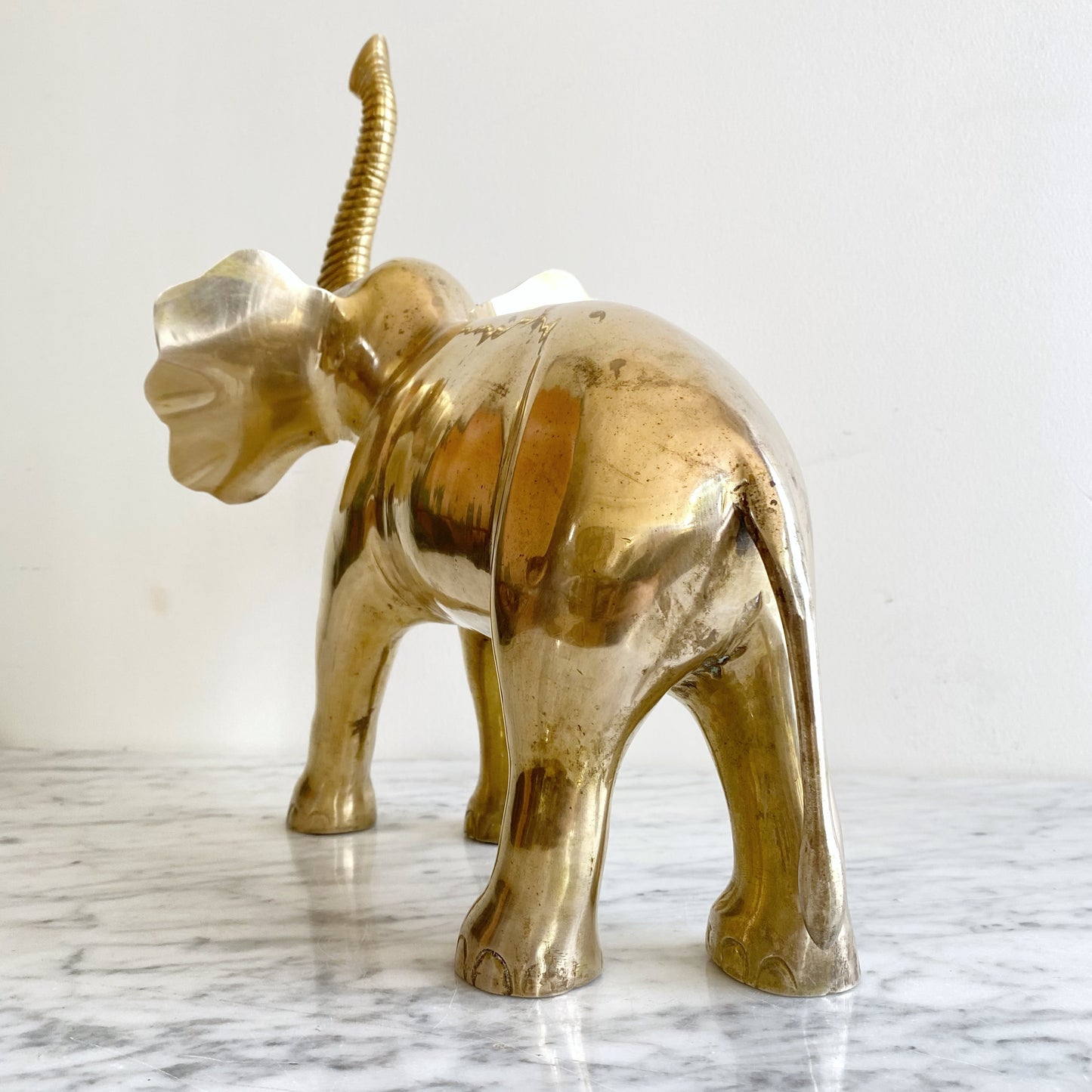 XL Vintage Brass Elephant, 13.75"