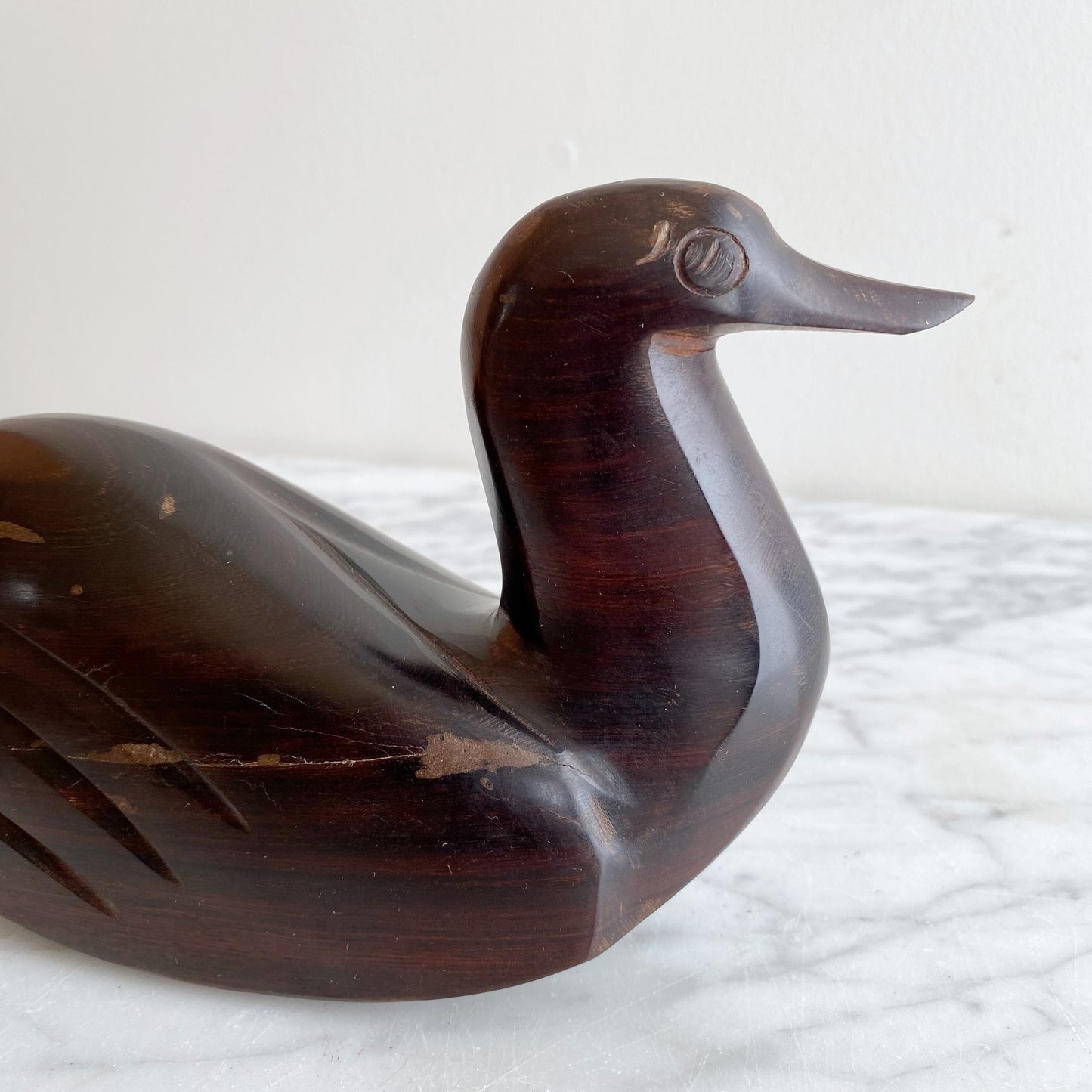 Vintage Carved Ironwood Duck Sculpture