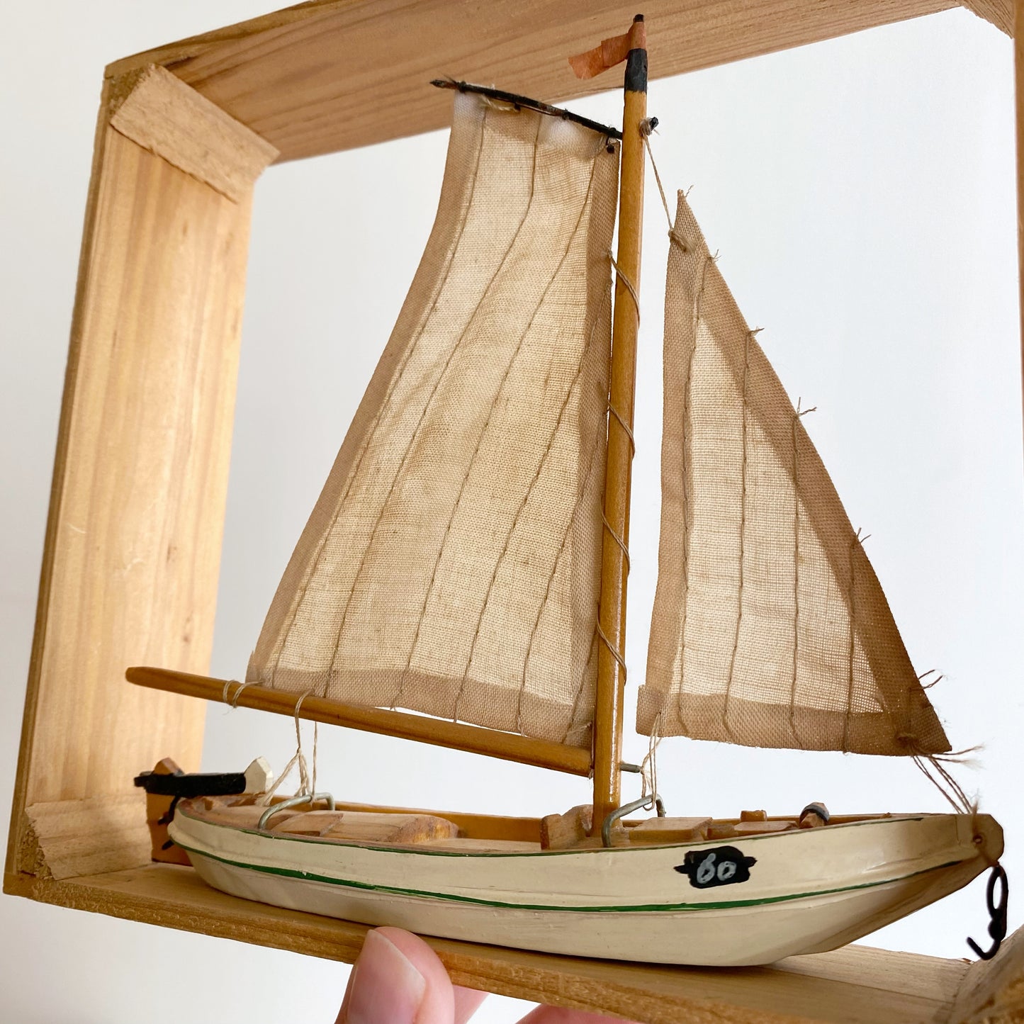 Vintage Sailboat In Shadow Box