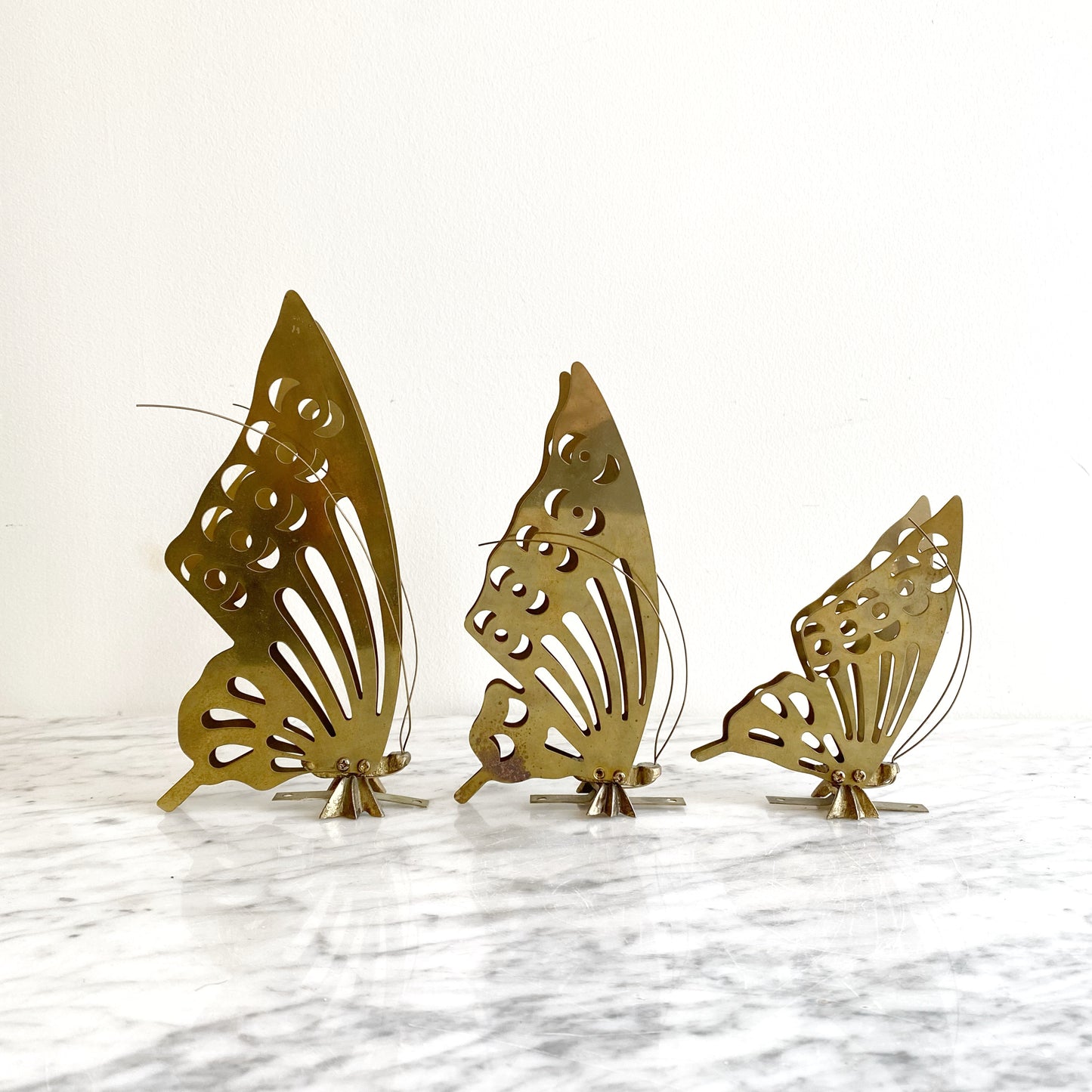 Trio of Vintage Brass Butterflies