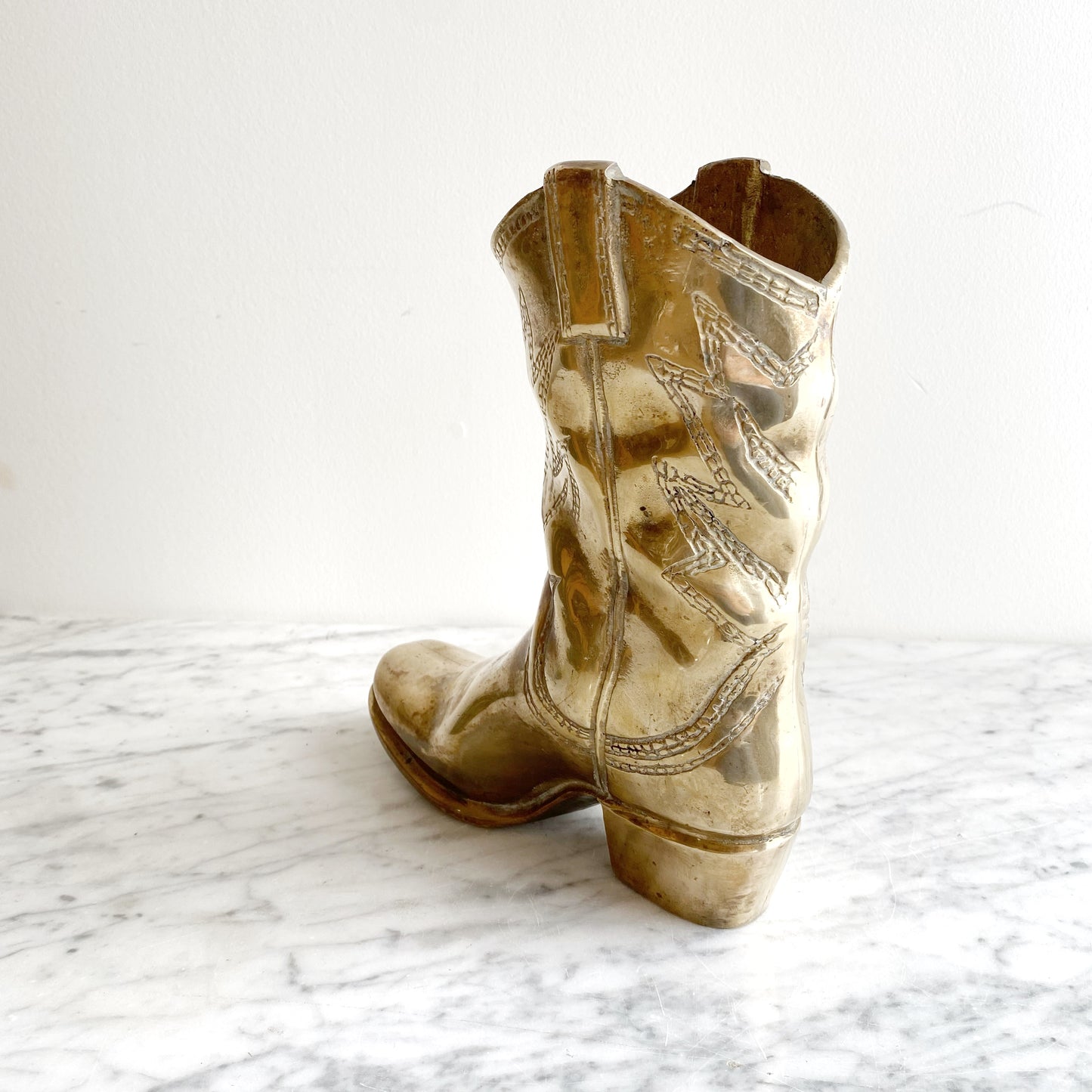 XL Vintage Brass Cowboy Boot, 9.5"