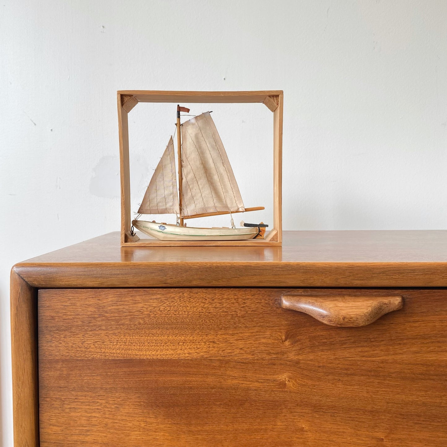 Vintage Sailboat In Shadow Box