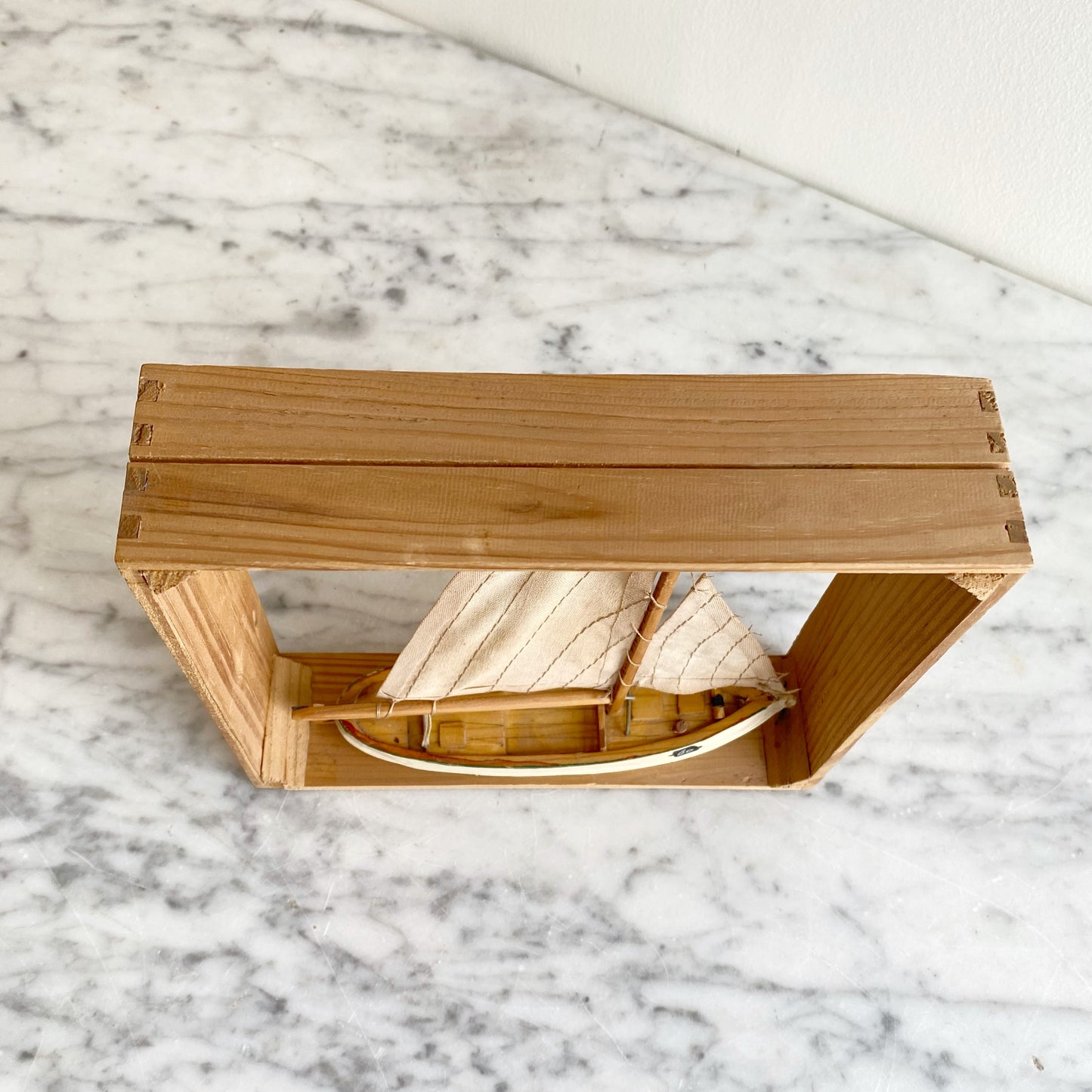 Vintage Sailboat In Shadow Box