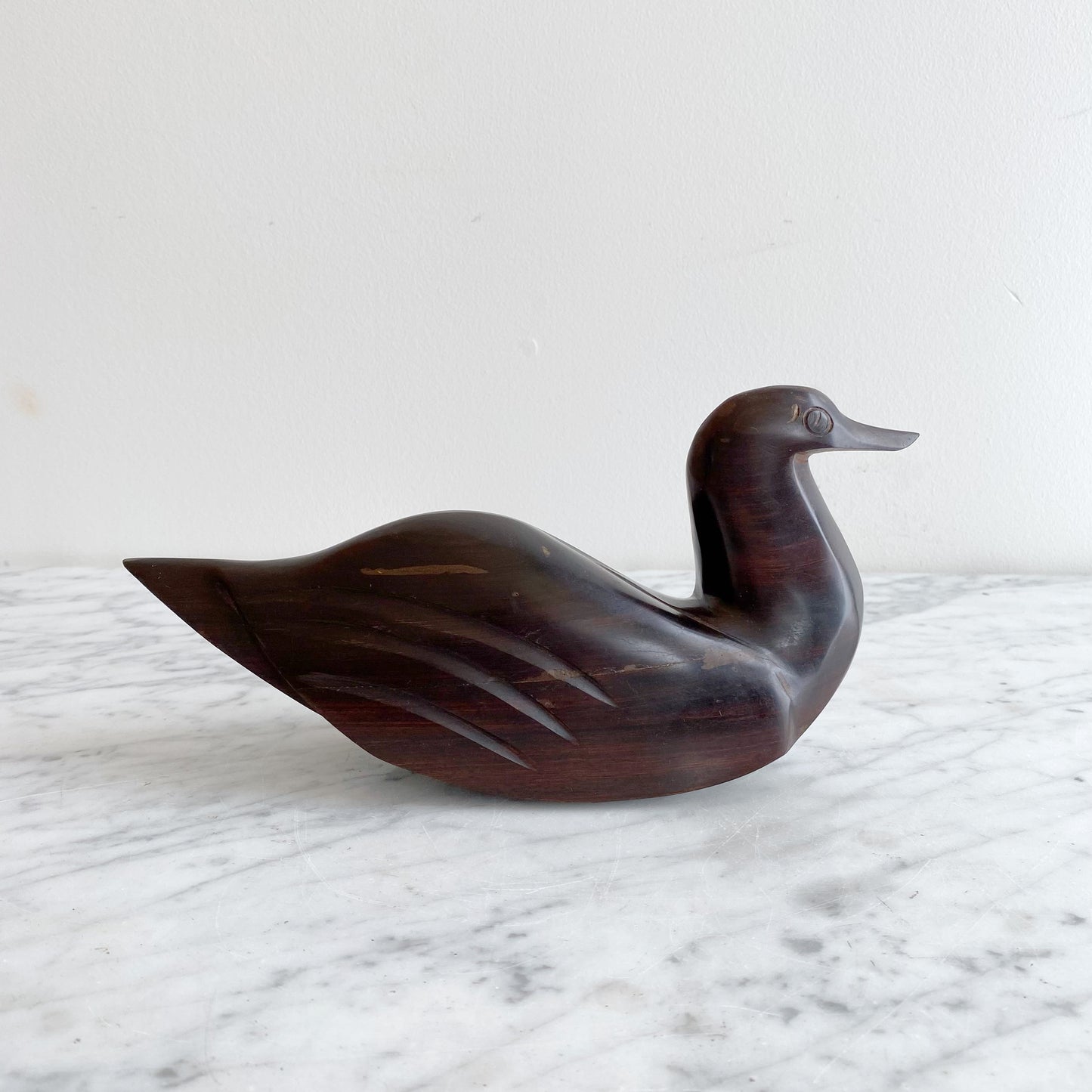 Vintage Carved Ironwood Duck Sculpture