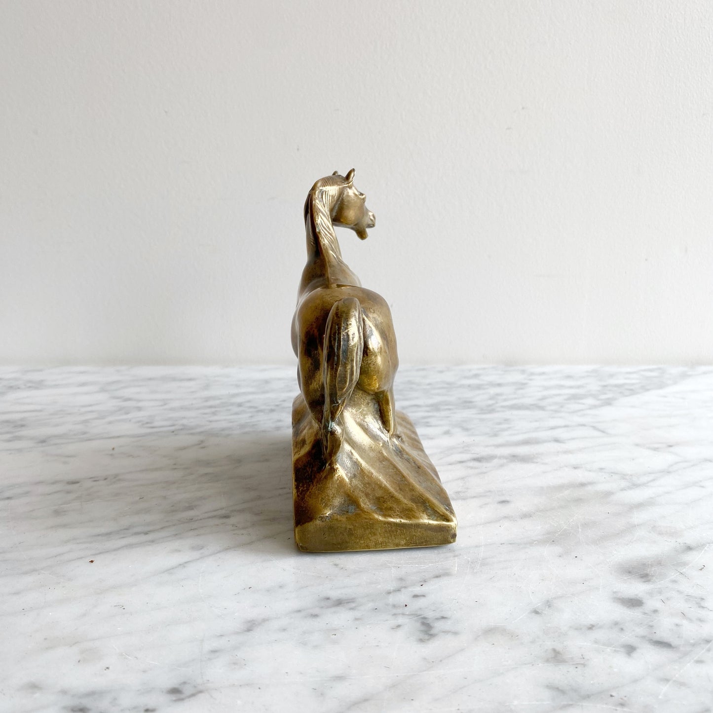 Vintage Golden Horse Statue / Bookend