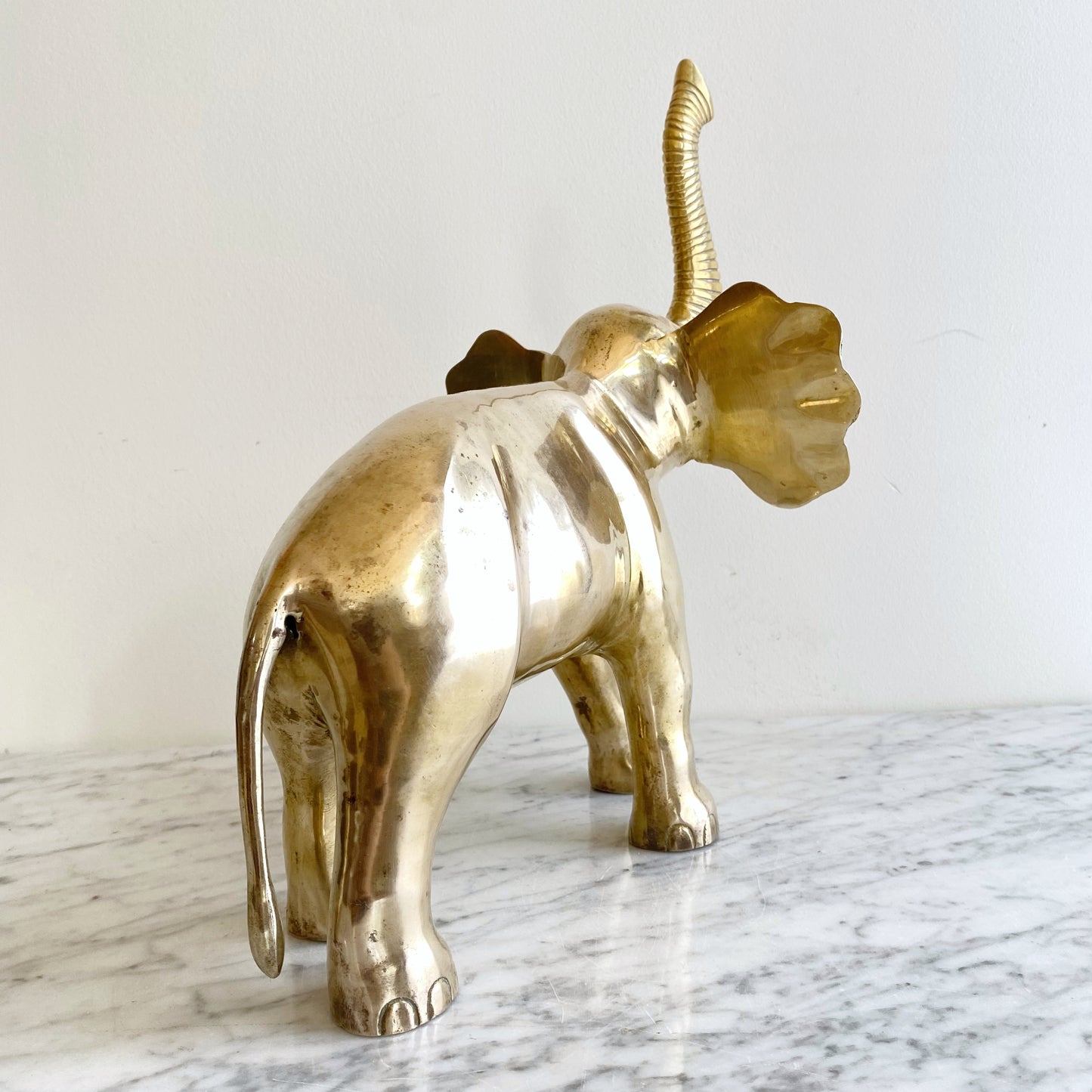 XL Vintage Brass Elephant, 13.75"