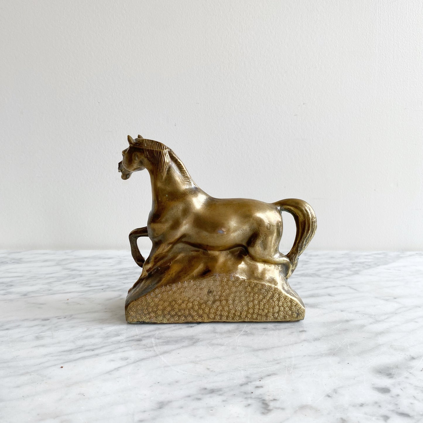 Vintage Golden Horse Statue / Bookend