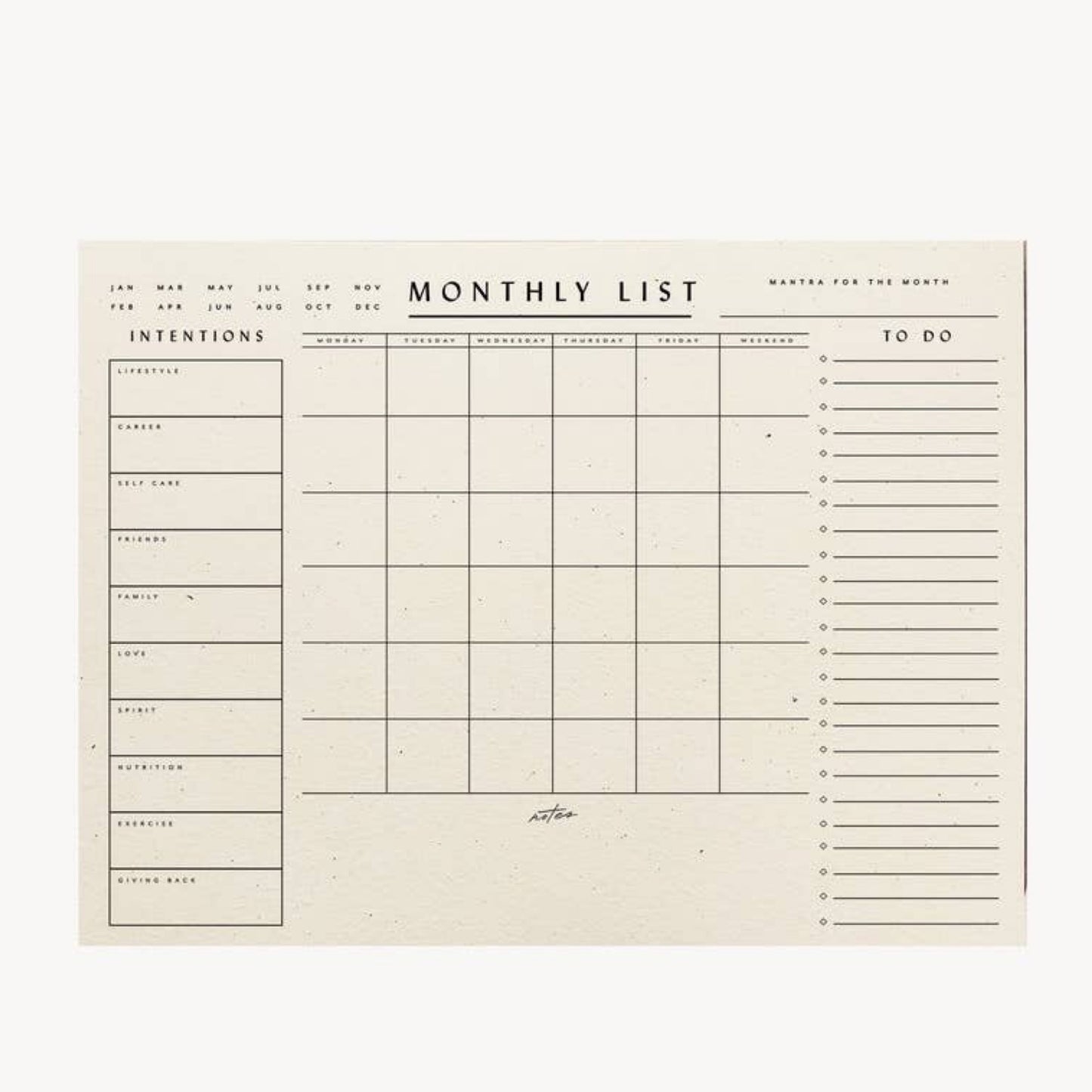 Monthly List Pad