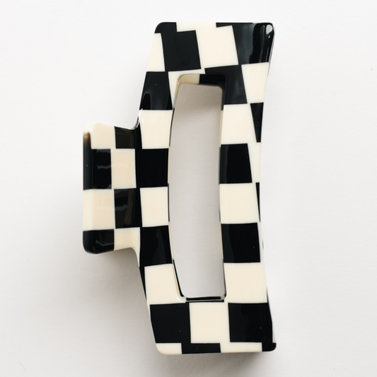 Black + White Checkered Hair Claw