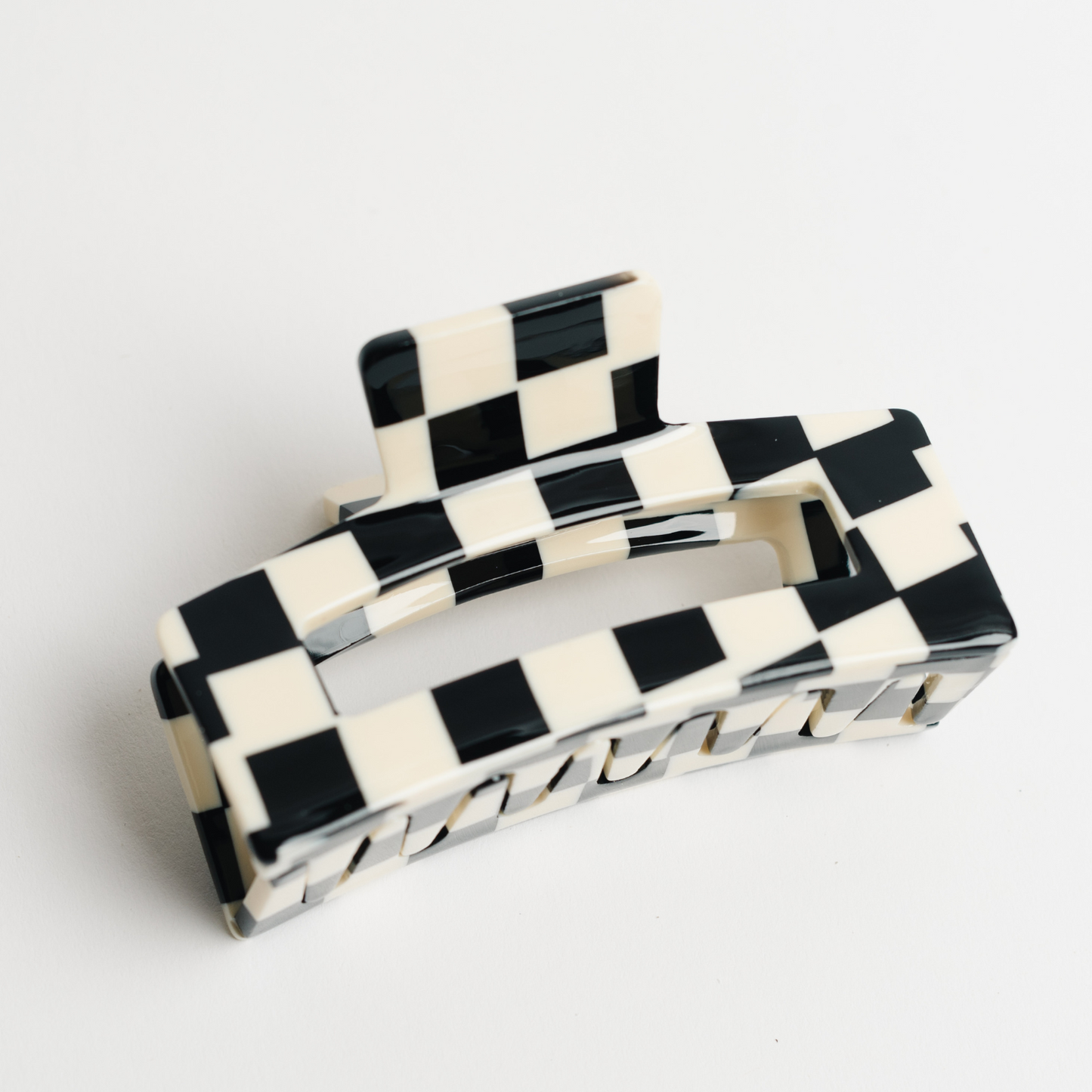 Black + White Checkered Hair Claw
