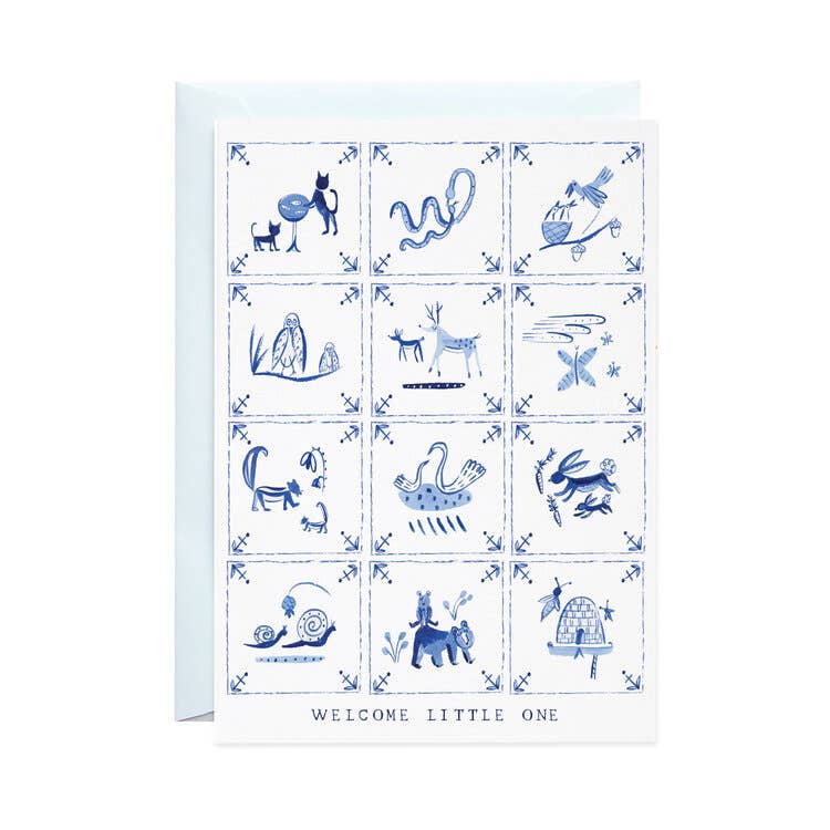 New Baby Delft Tiles Greeting Card