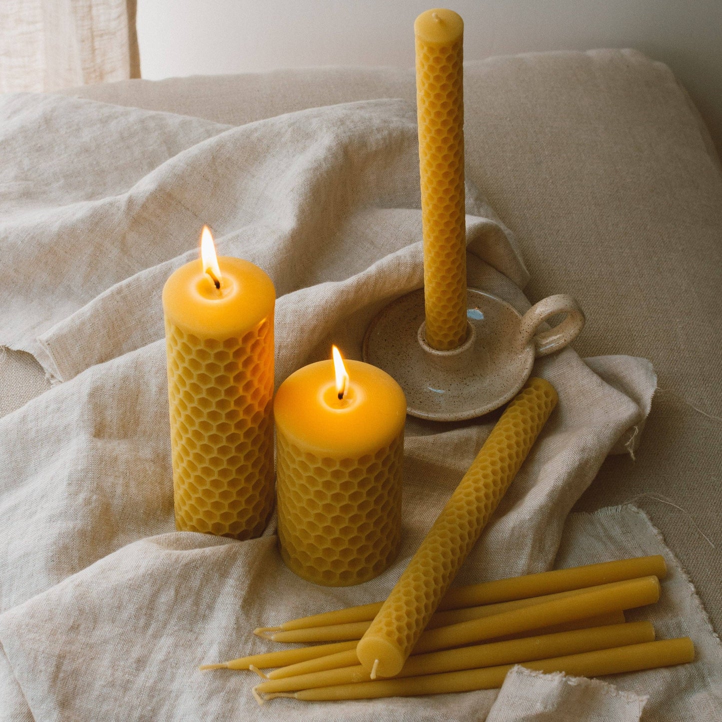 Honeycomb Beeswax Pillar Candle, Choose