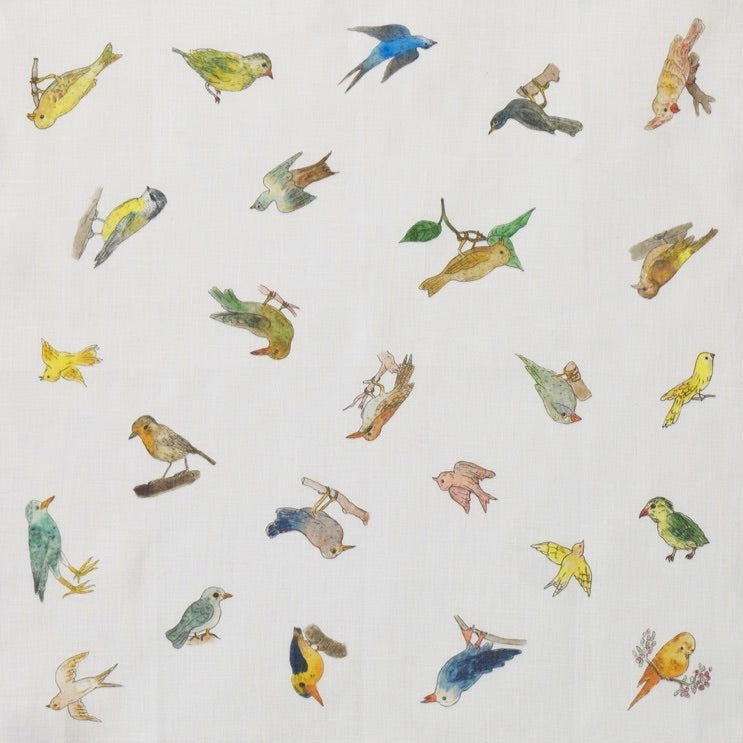 Isabelle Boinot Linen Handkerchief: Birds