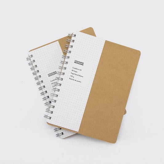Spiral A5 Notebook, Grid or Dot