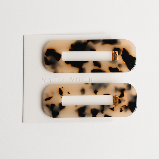 Tortoise Duo Hair Clips, IVORY