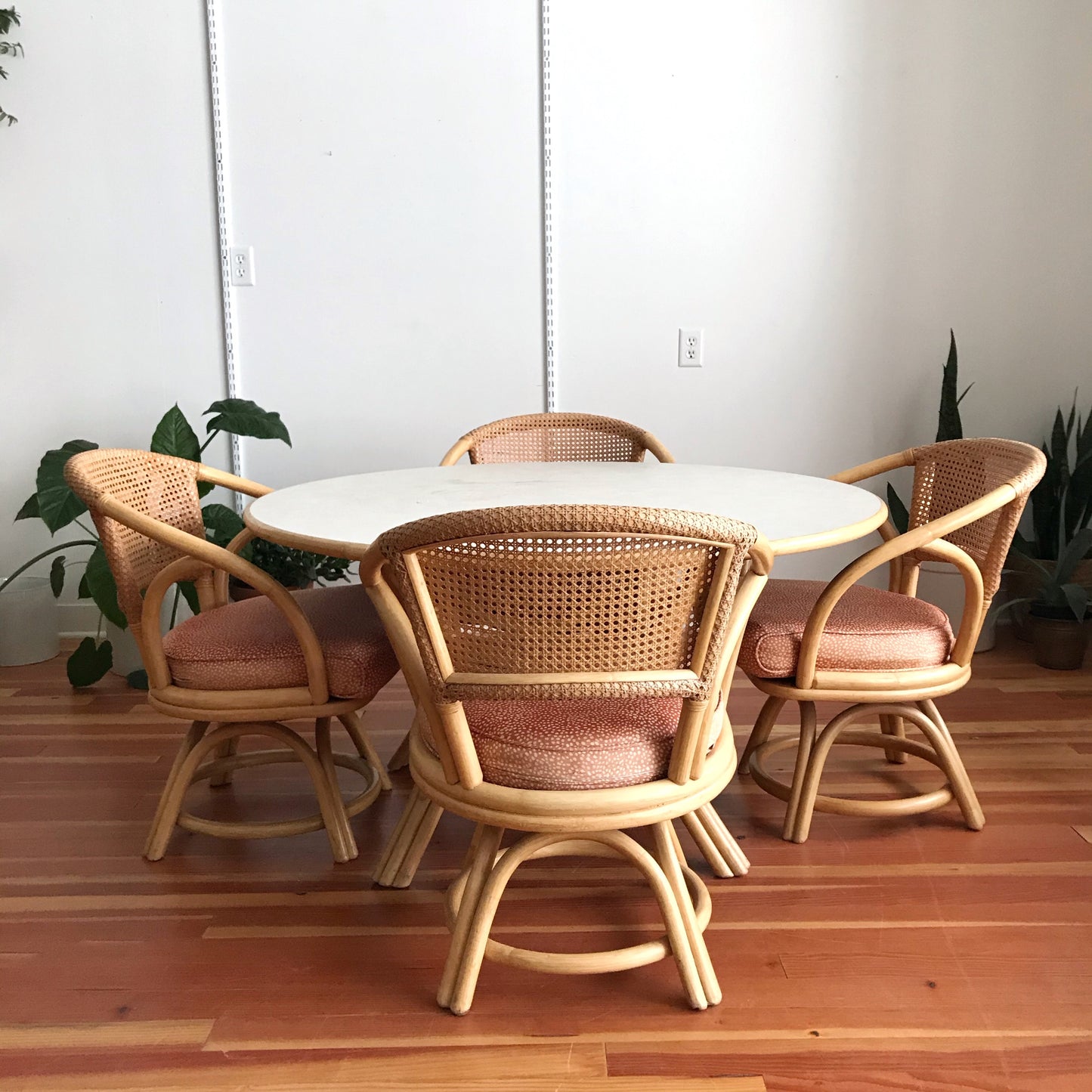 1960's Brown Jordan Rattan Dining Set, 5-pieces