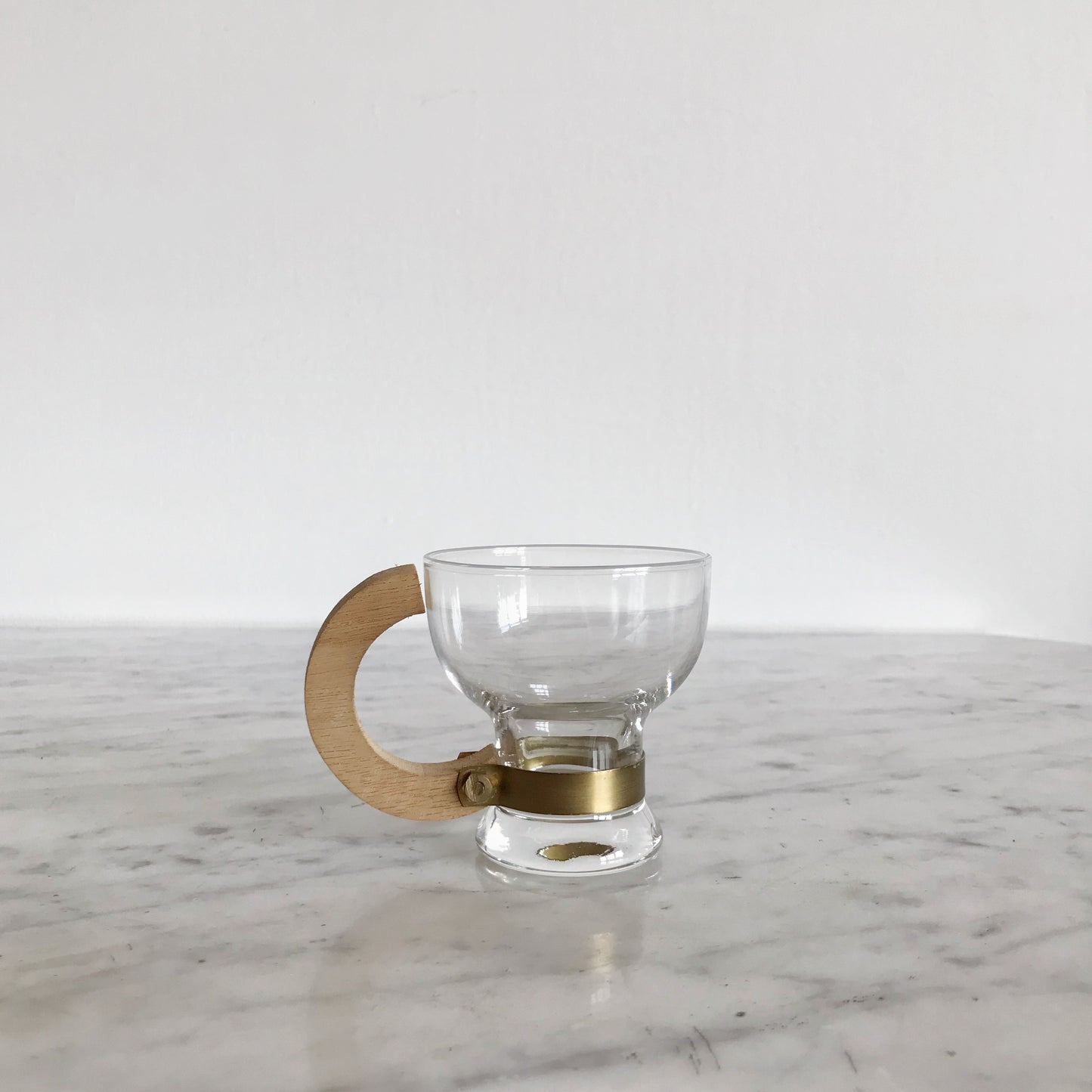 Set of 10 Glass Espresso Cups with Wooden Handles