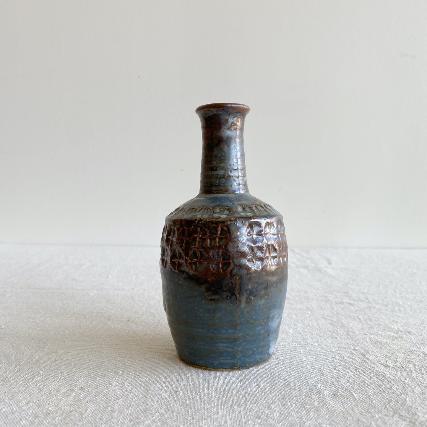 Vintage Textured Stoneware Bud Vase