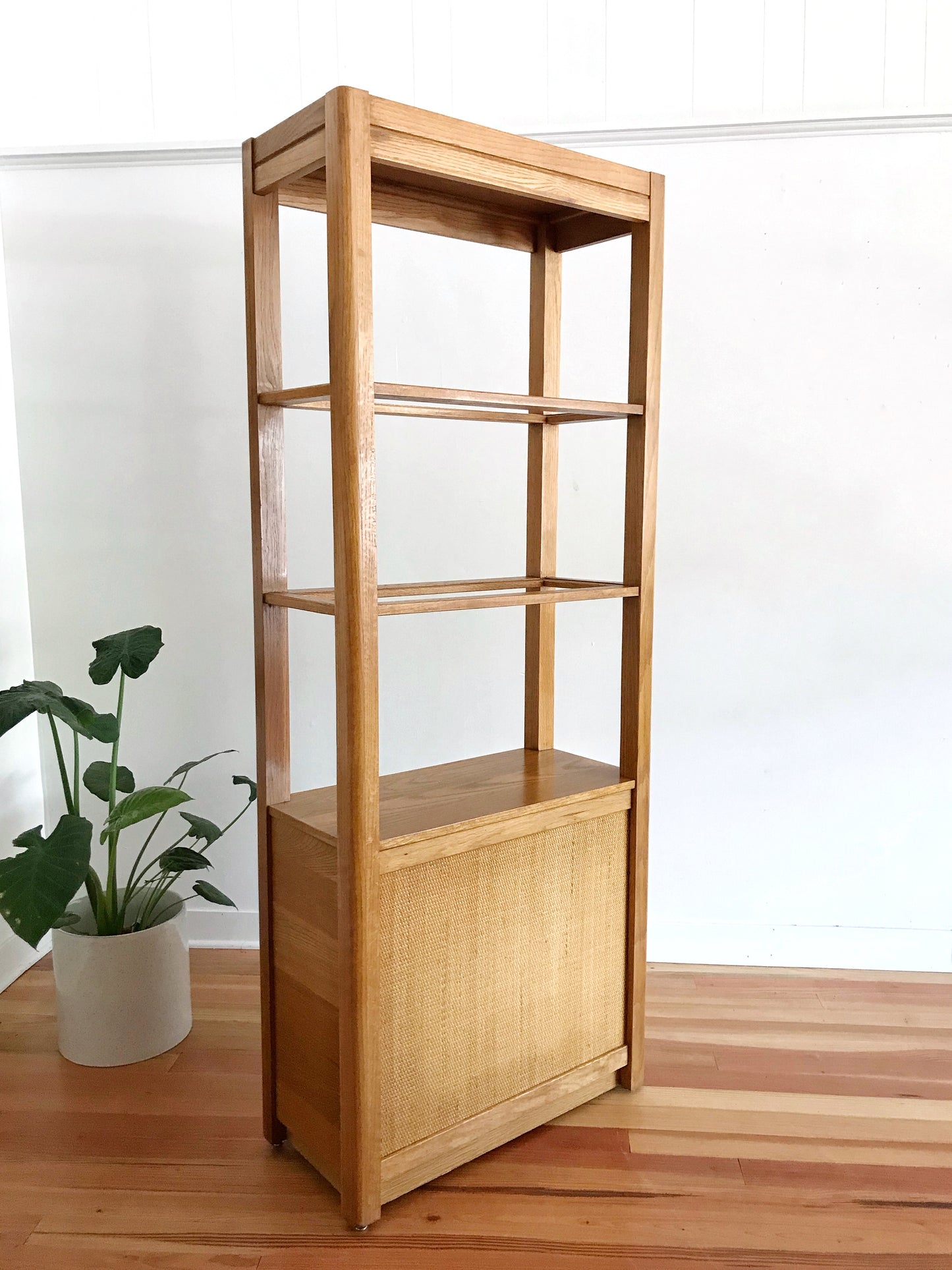 Vintage Oak Display Cabinet with Caning