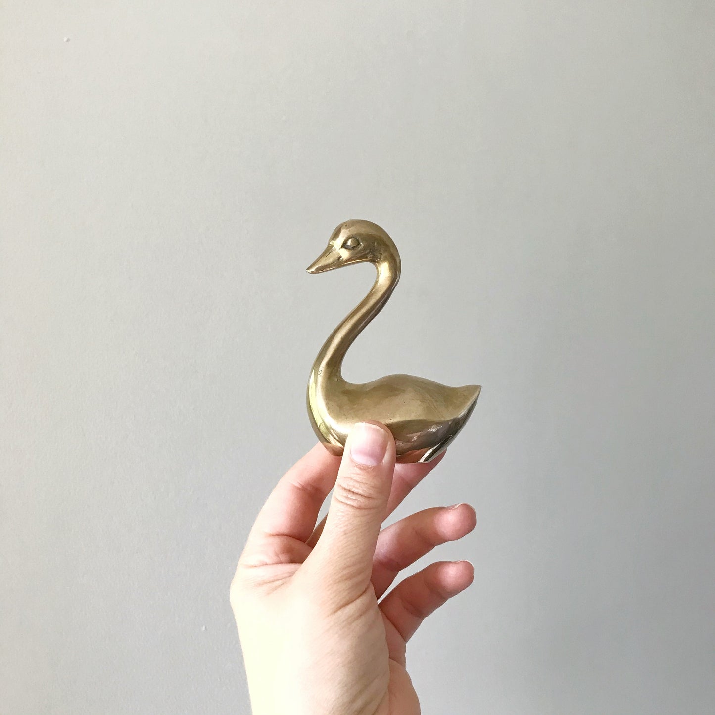 Pair of Minimal Brass Swans