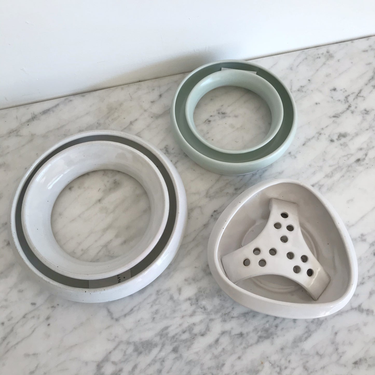 White Ceramic Floral Ring, Ikebana Vase