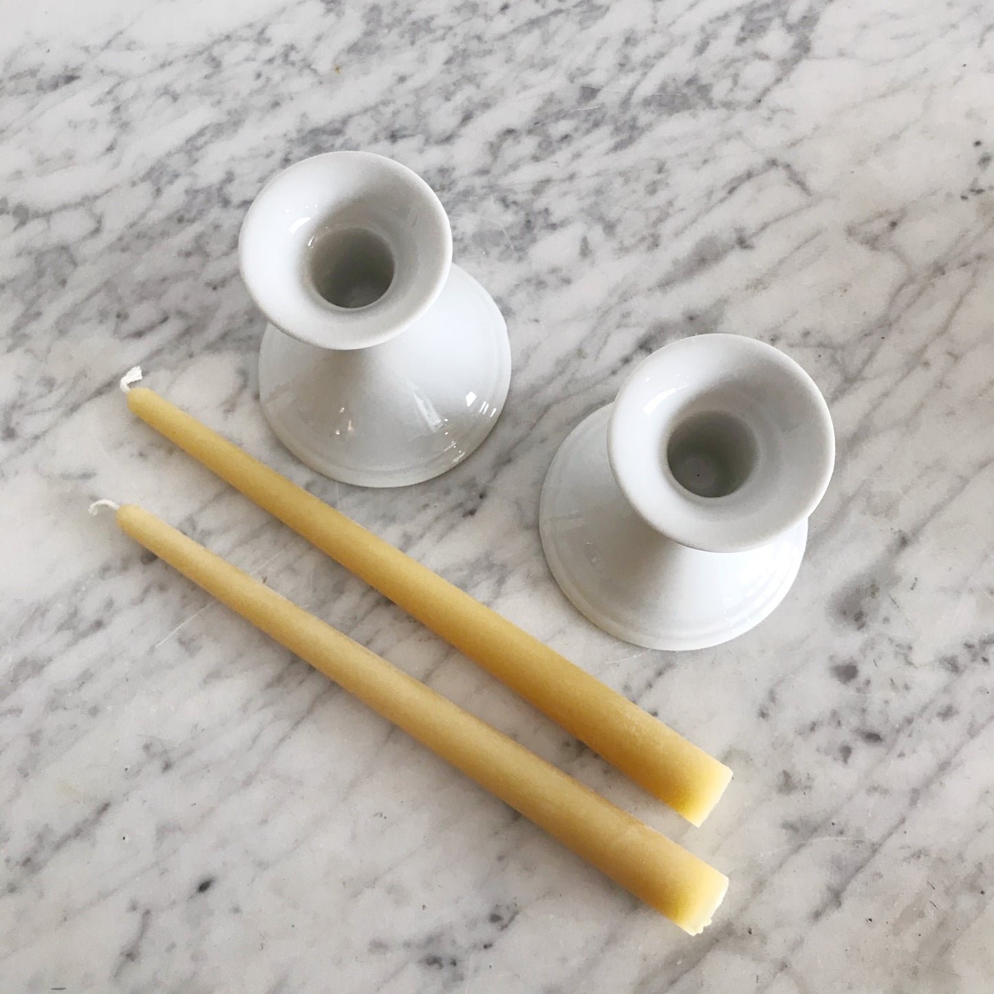 Pair of Simple Porcelain Candle Holders