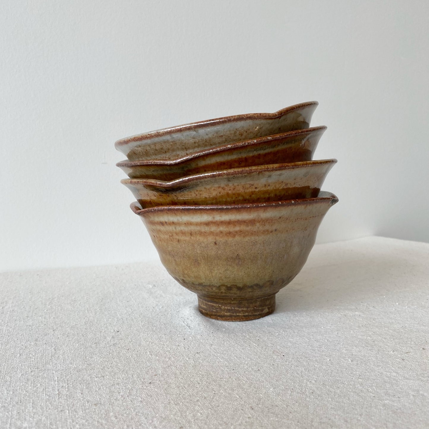Set of 4 Vintage Wabi Sabi Stoneware Bowls