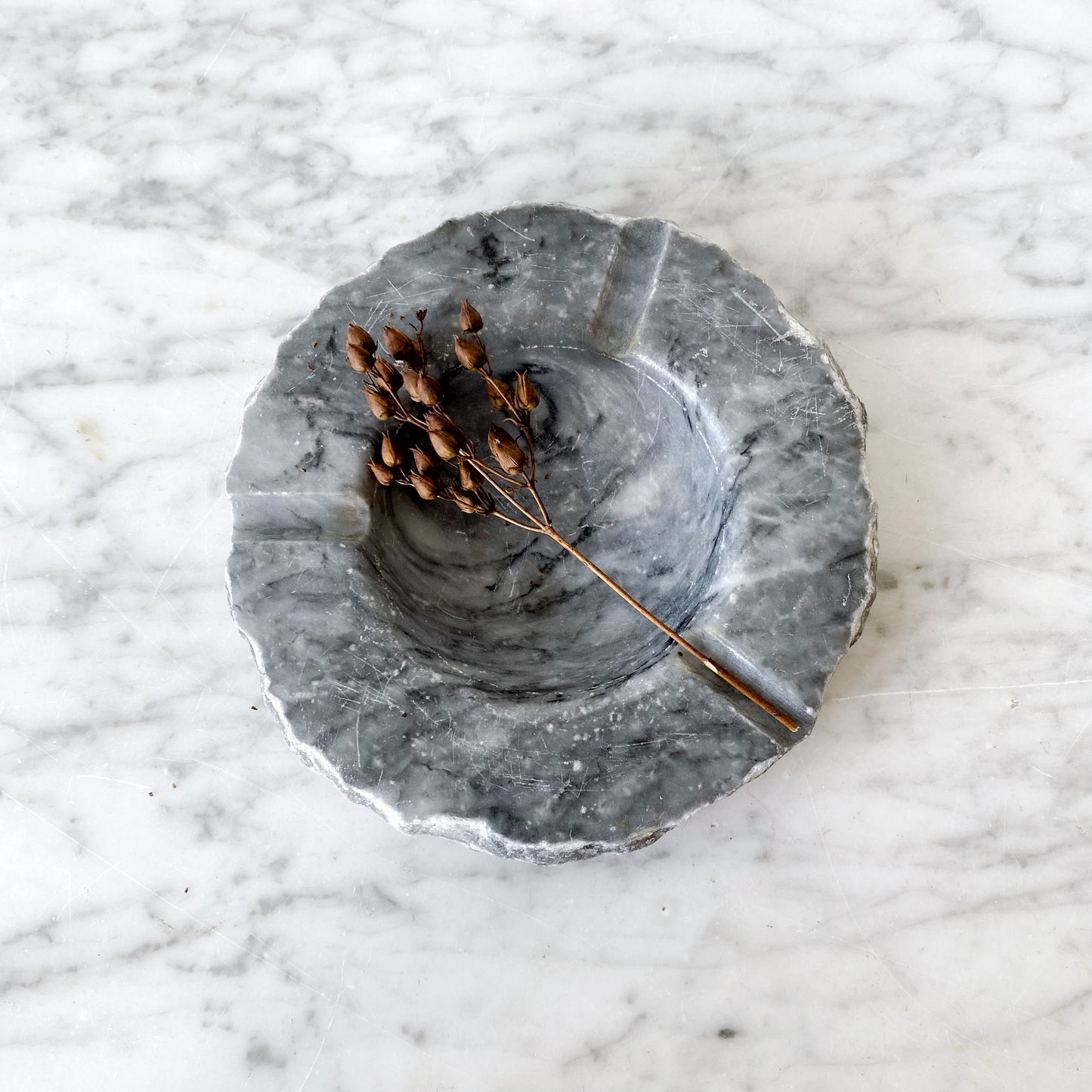Vintage Gray Marble Ashtray