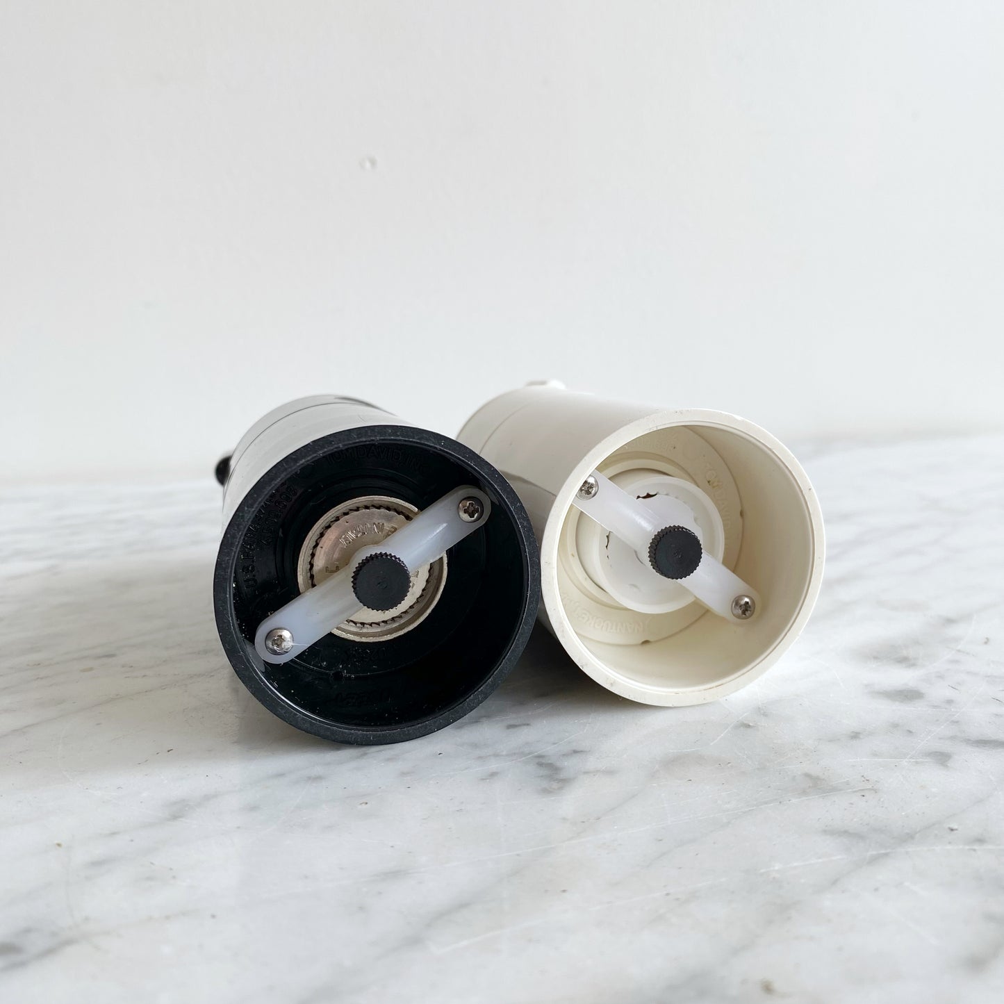 PAIR: Pair of 1980s Tom David Unicorn Keytop Salt & Pepper Mills