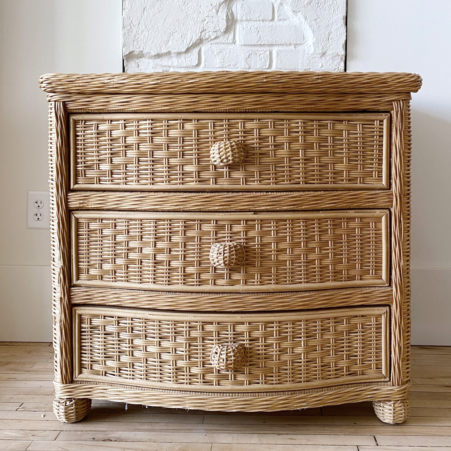 Vintage Natural Wicker Dresser