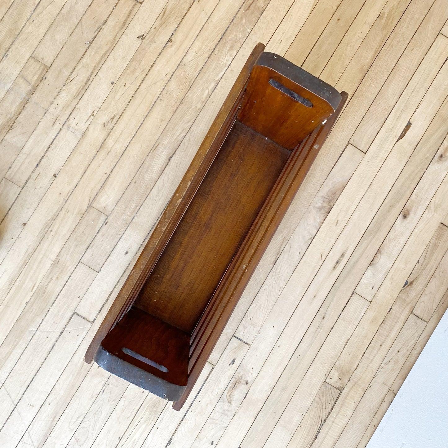 Vintage Handcrafted Wood Slat Magazine Holder