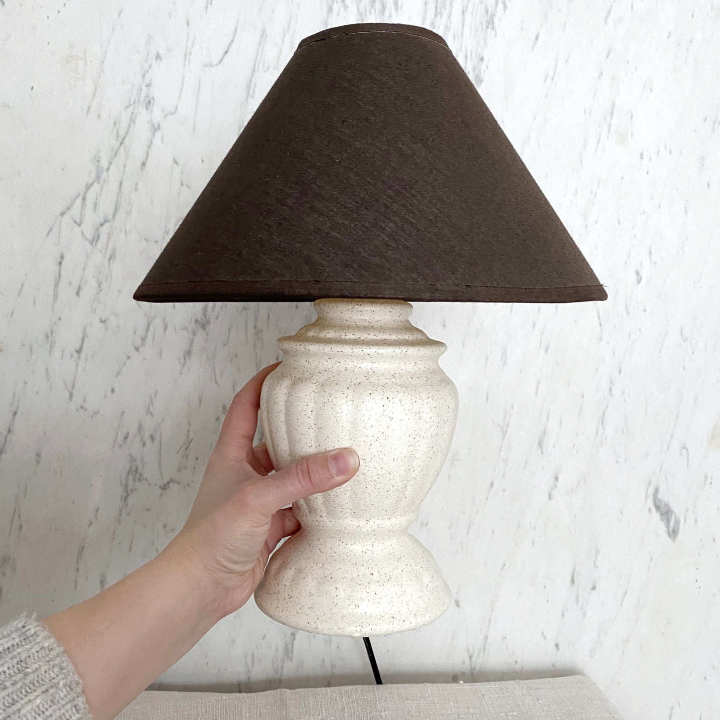Vintage Ceramic Lamp with Black Shade