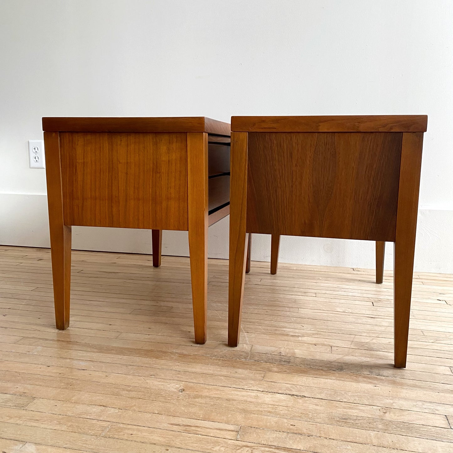 Pair of Vintage Lane Tuxedo Nightstands, Restored