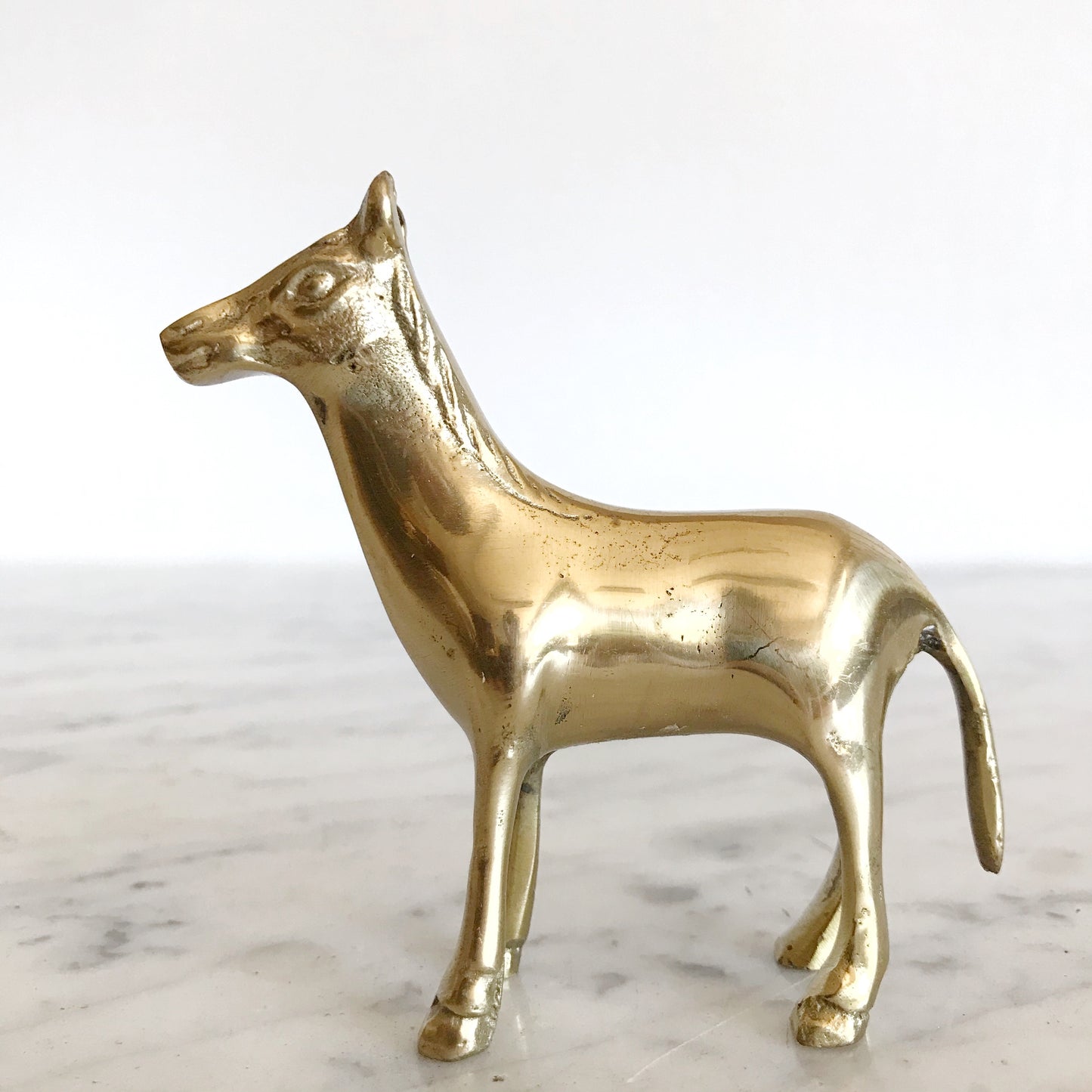 Small Vintage Brass Horse Figure, 3.5”