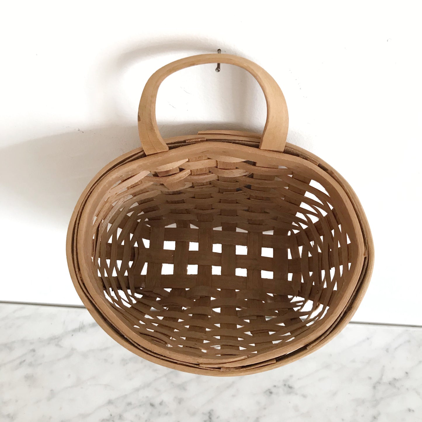 Small Vintage Woven Bentwood Wall Basket
