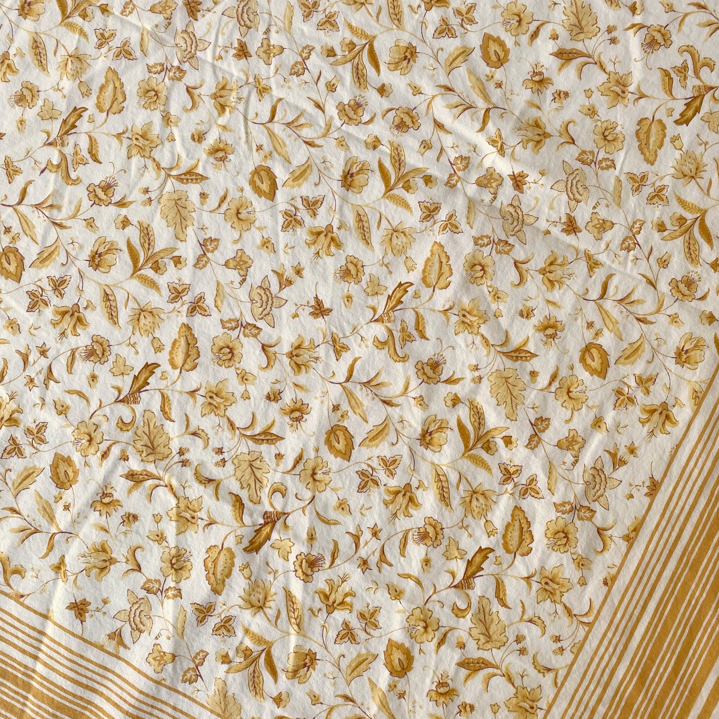 Vintage Yellow Floral Cotton Tablecloth (70 x 108)